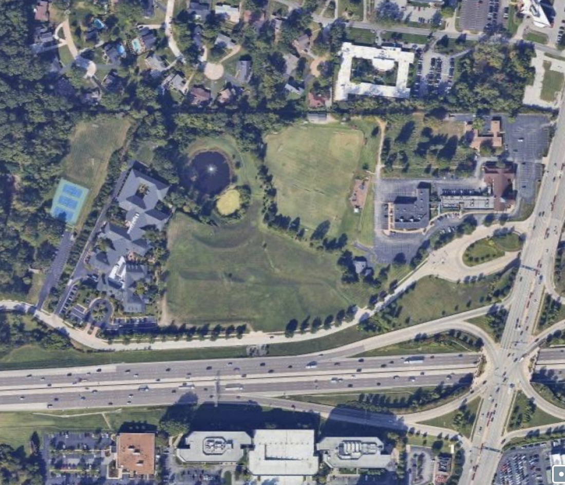 Aerial view of the 10.5-acre Creve Coeur development site